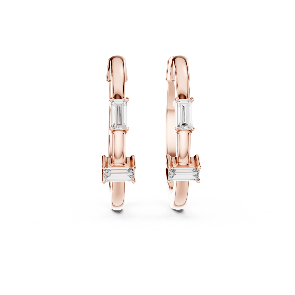 Baguette Diamond Huggie Earrings