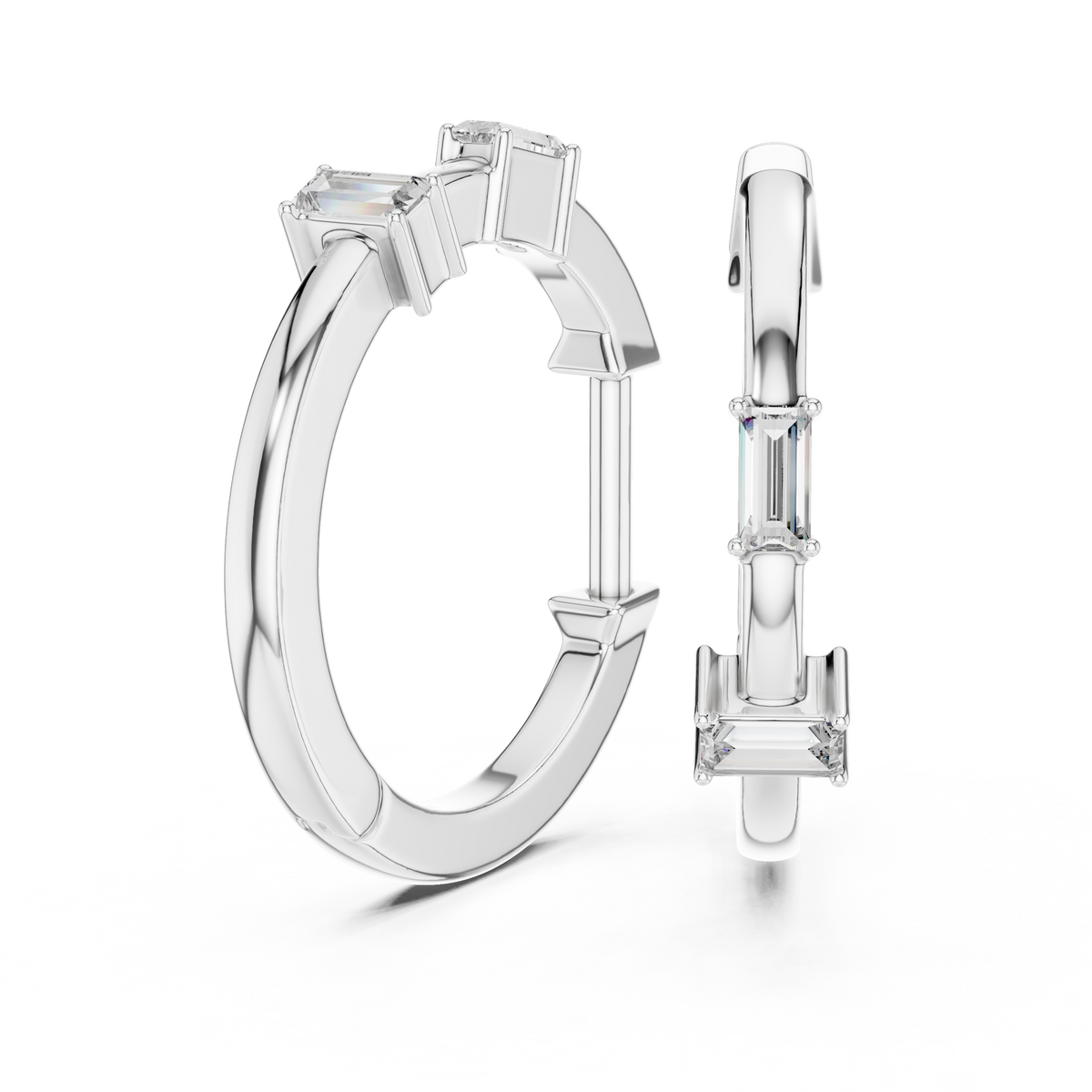 Baguette Diamond Huggie Earrings