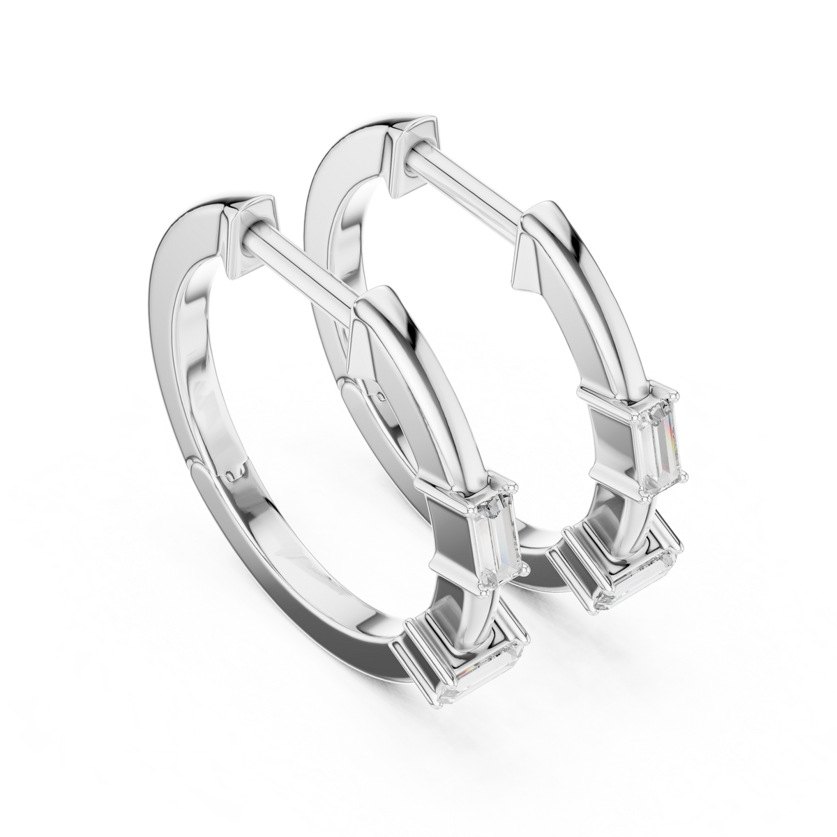 Baguette Diamond Huggie Earrings