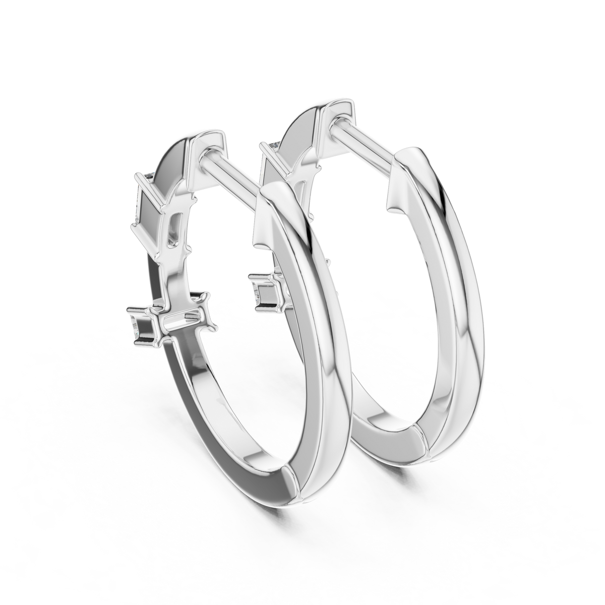 Baguette Diamond Huggie Earrings