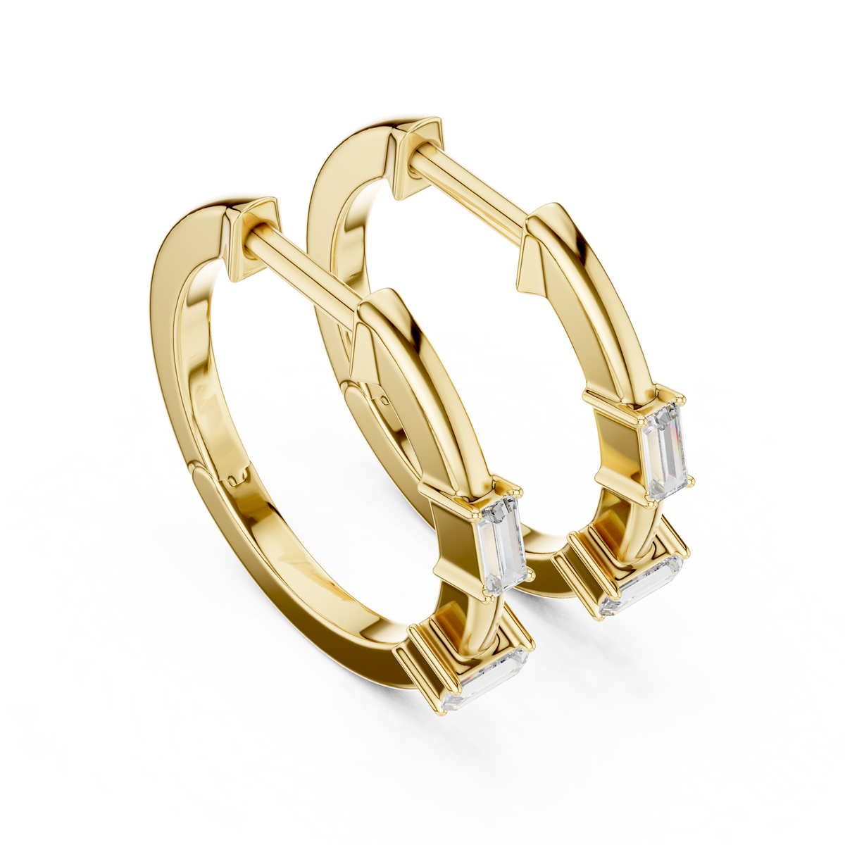 Baguette Diamond Huggie Earrings