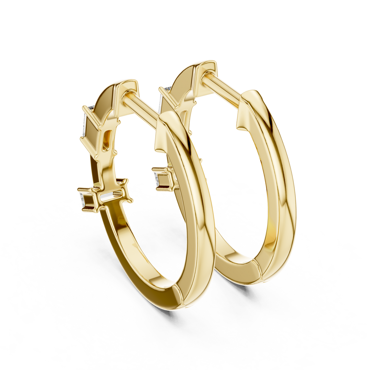 Baguette Diamond Huggie Earrings