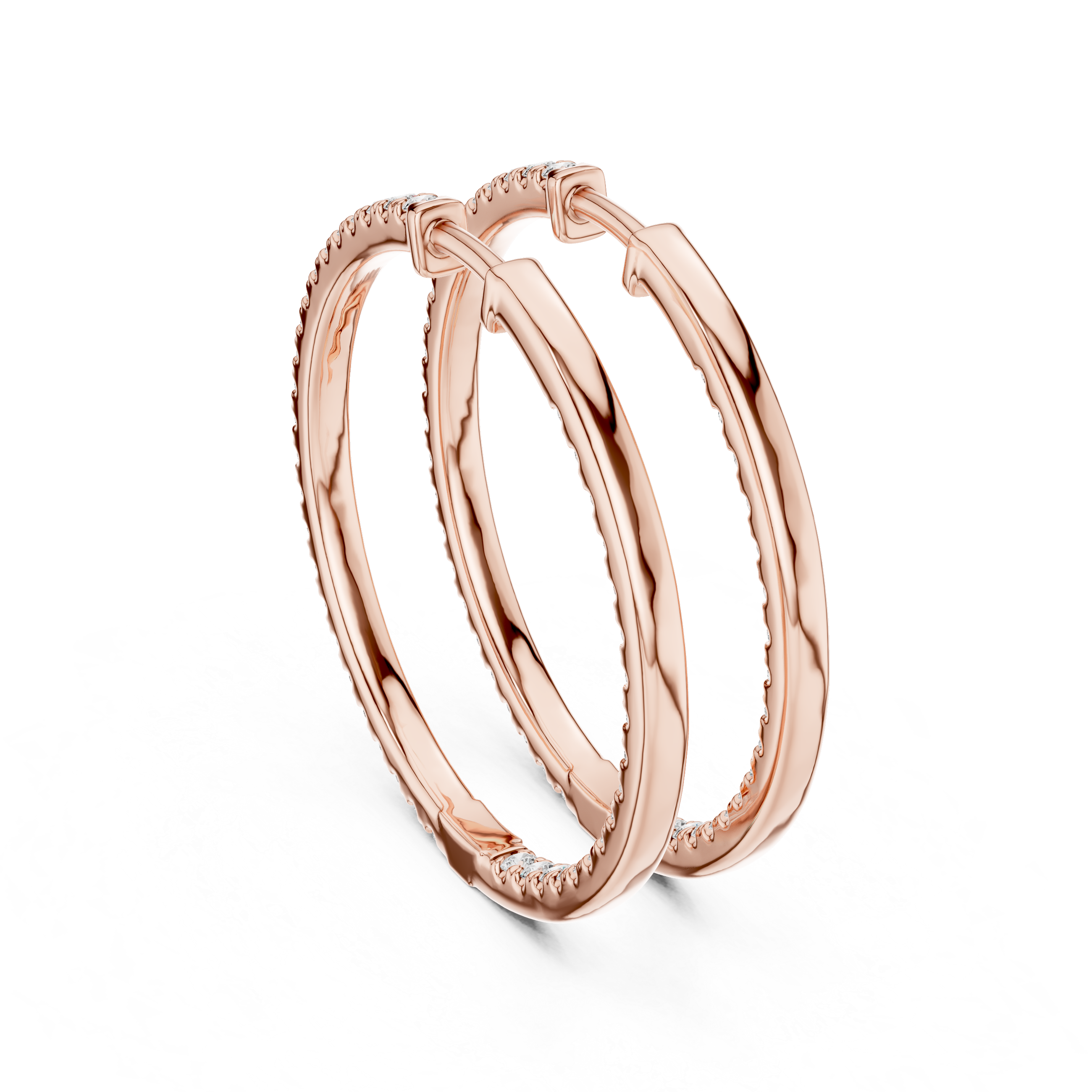 Inside-Out Pave Diamond Hoop Earrings in Rose Gold - VYKA Diamonds