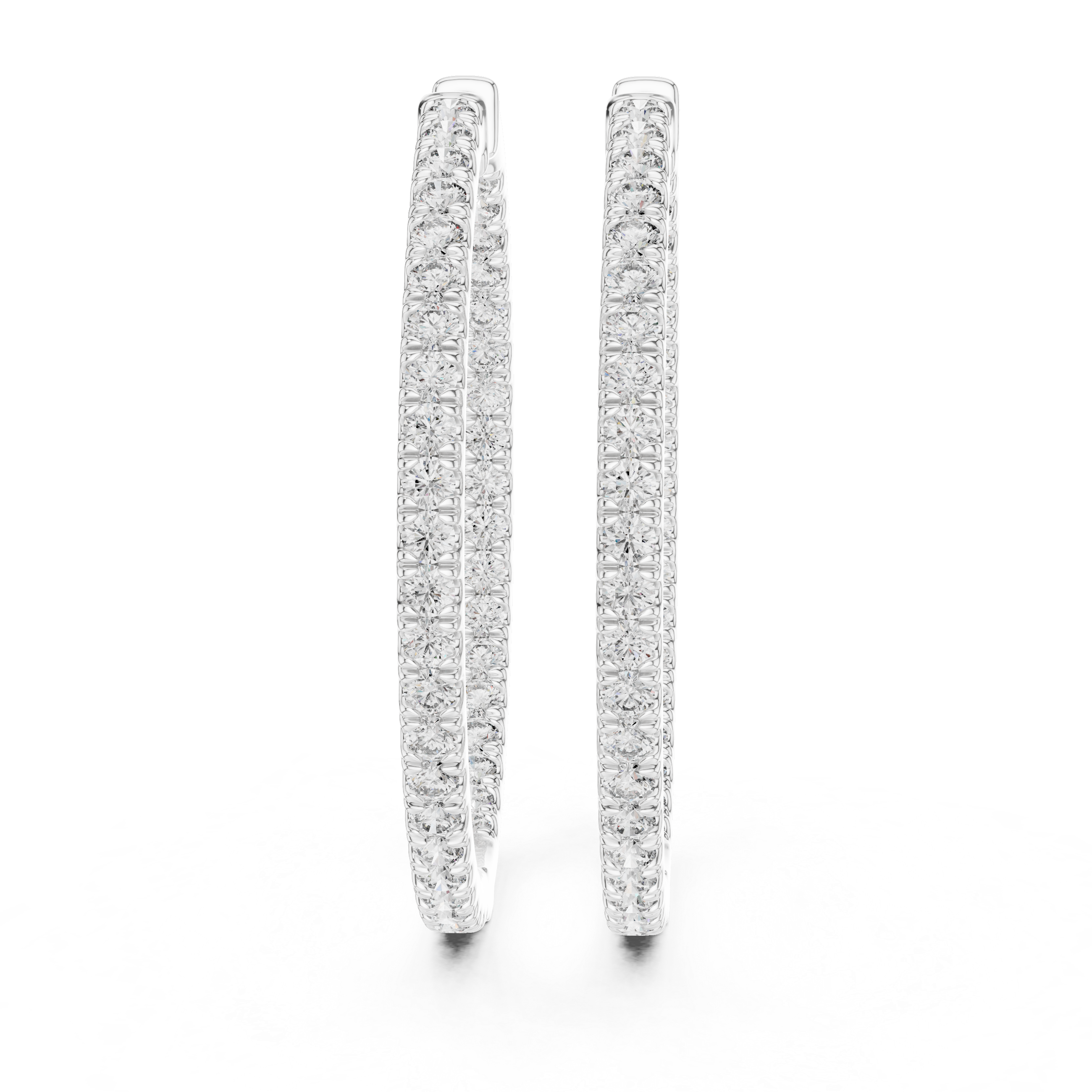 Inside-Out Pave Diamond Hoop Earrings in White Gold - VYKA Diamonds