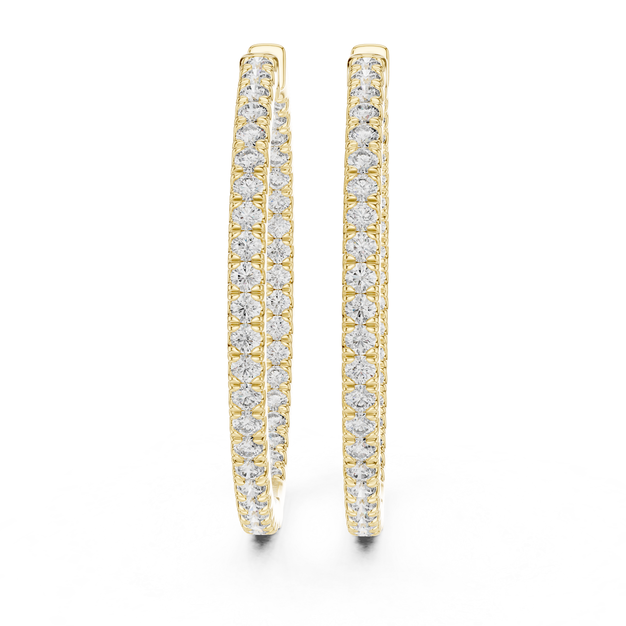 Inside-Out Pave Diamond Hoop Earrings in Yellow Gold - VYKA Diamonds