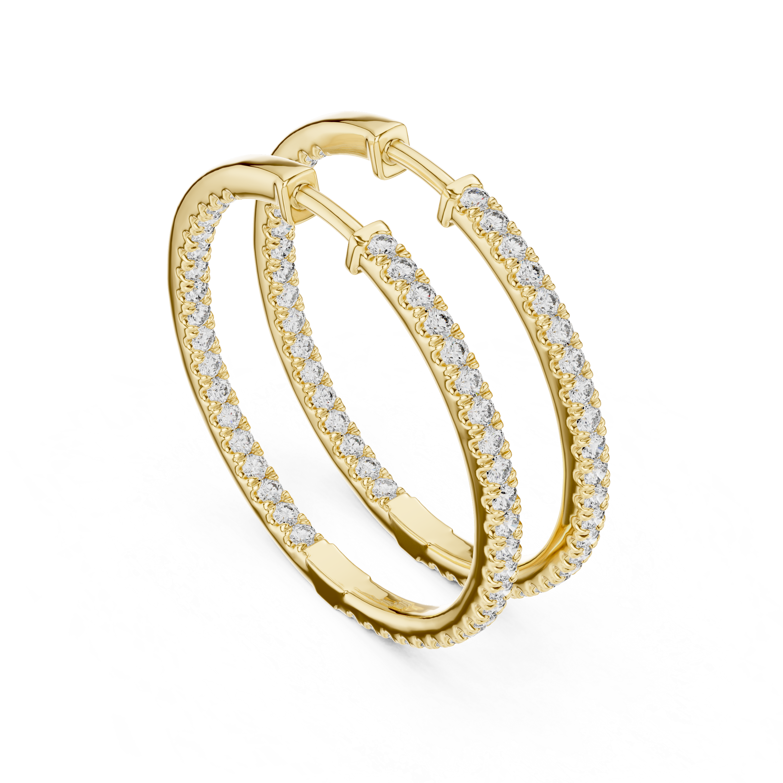 Inside-Out Pave Diamond Hoop Earrings in Yellow Gold - VYKA Diamonds
