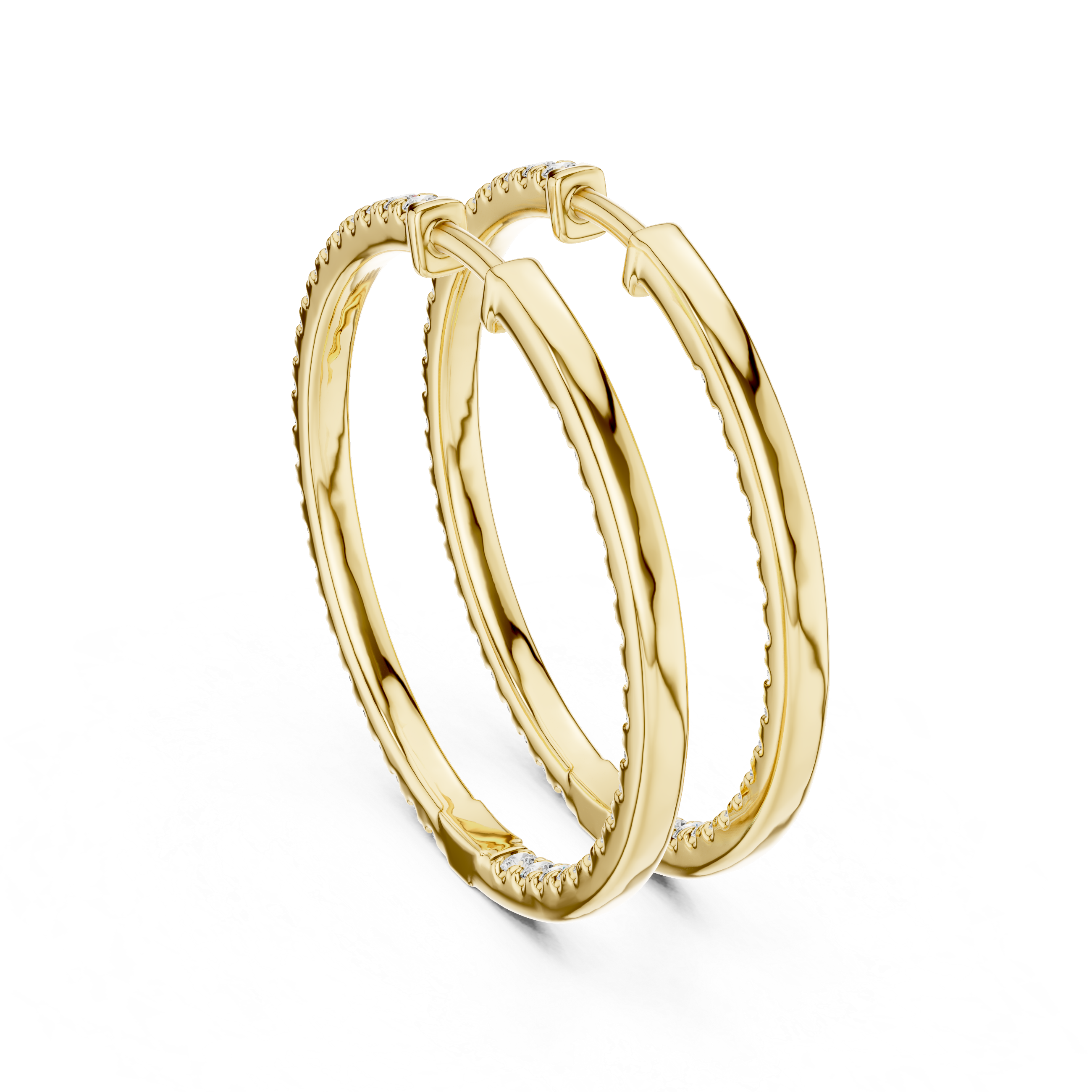 Inside-Out Pave Diamond Hoop Earrings in Yellow Gold - VYKA Diamonds