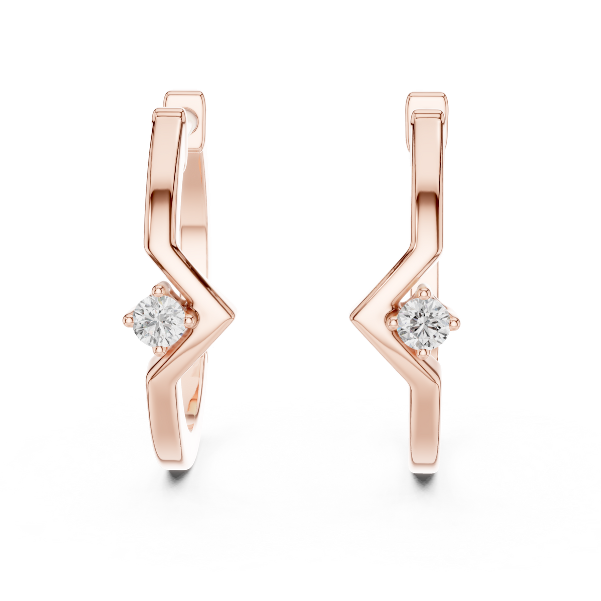 أقراط ألماس سوليتير على شكل برق in Rose Gold - VYKA Diamonds