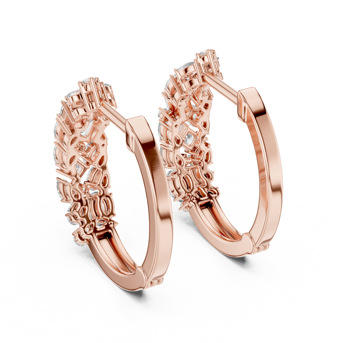 أقراط حلقية بألماس متنوع القطع in Rose Gold - VYKA Diamonds