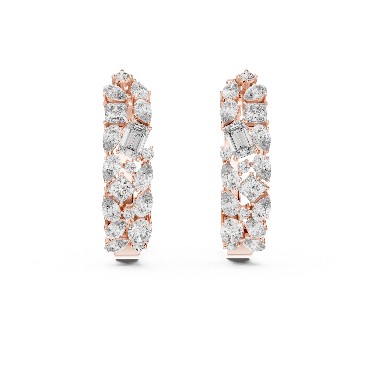 Mixed Cut Diamond Hoop Earrings