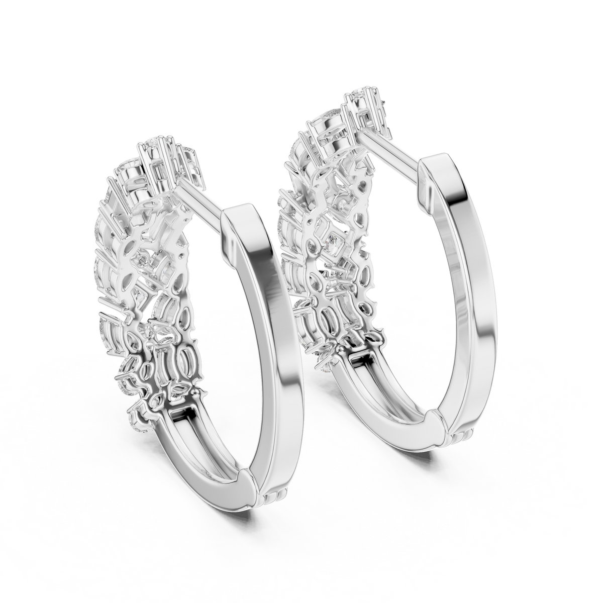 Mixed Cut Diamond Hoop Earrings