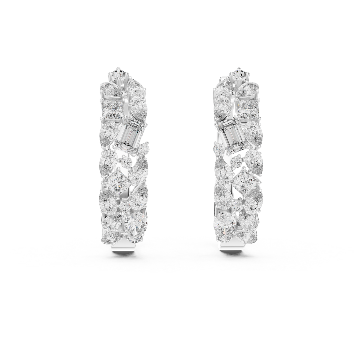 Mixed Cut Diamond Hoop Earrings