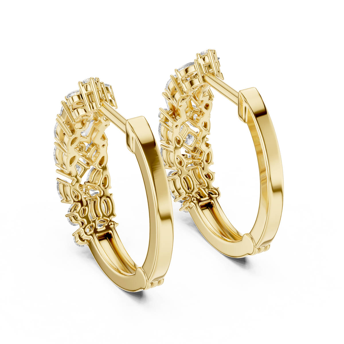 Mixed Cut Diamond Hoop Earrings