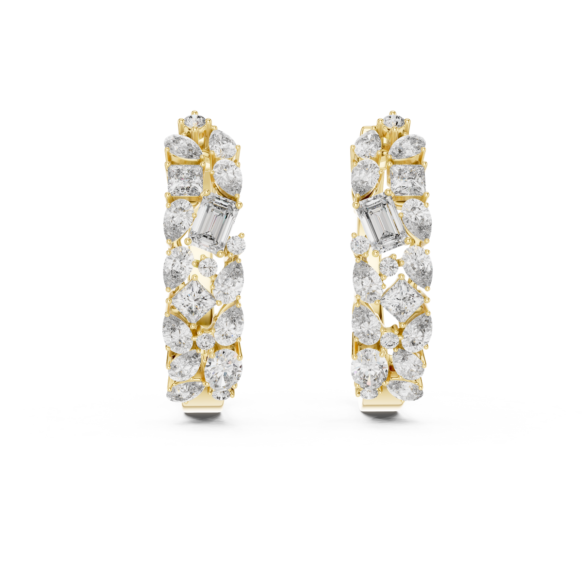 Mixed Cut Diamond Hoop Earrings