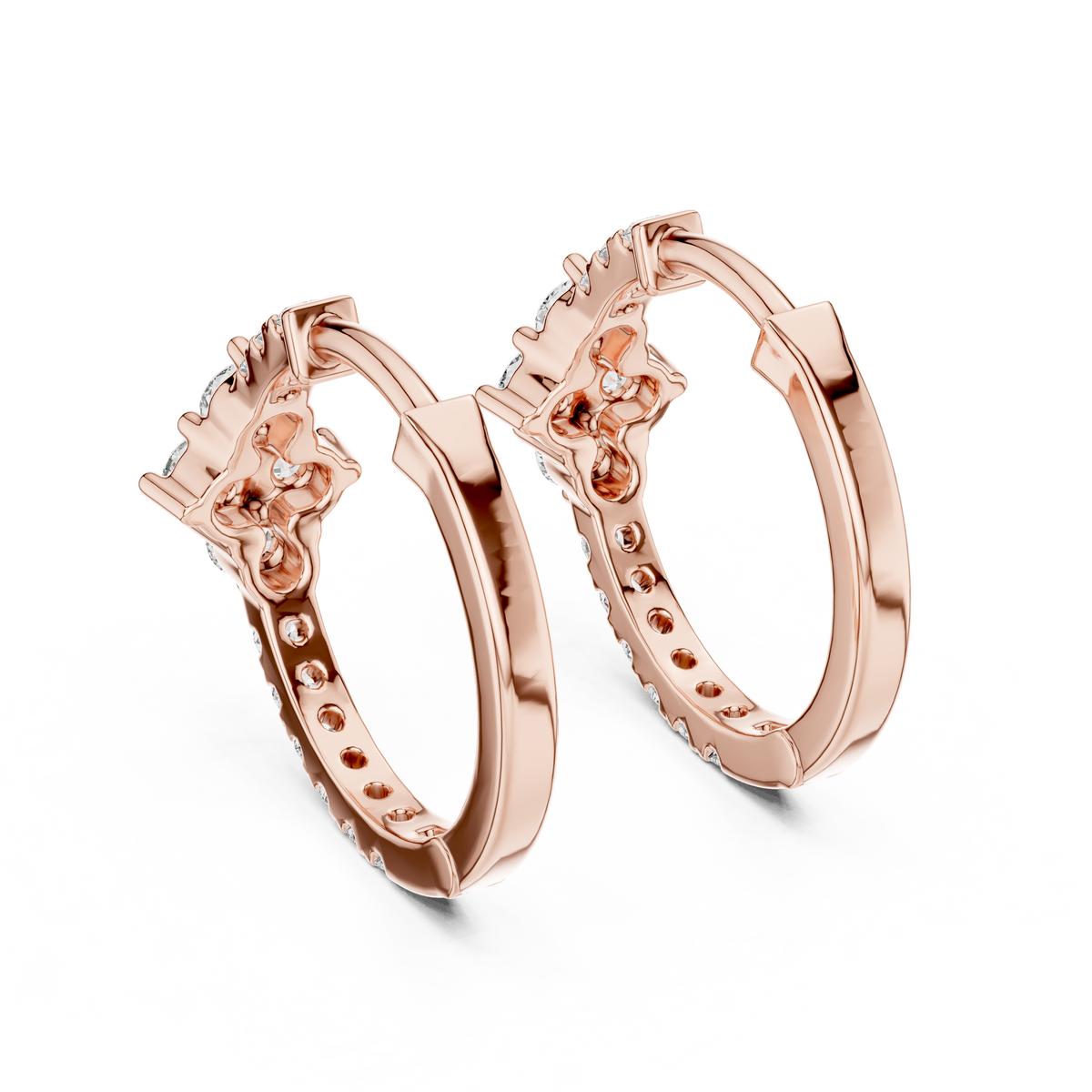 Floral Cluster Diamond Huggie Earrings