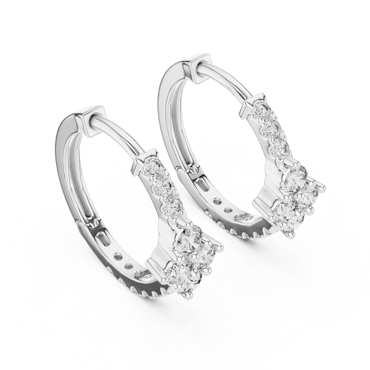 Floral Cluster Diamond Huggie Earrings