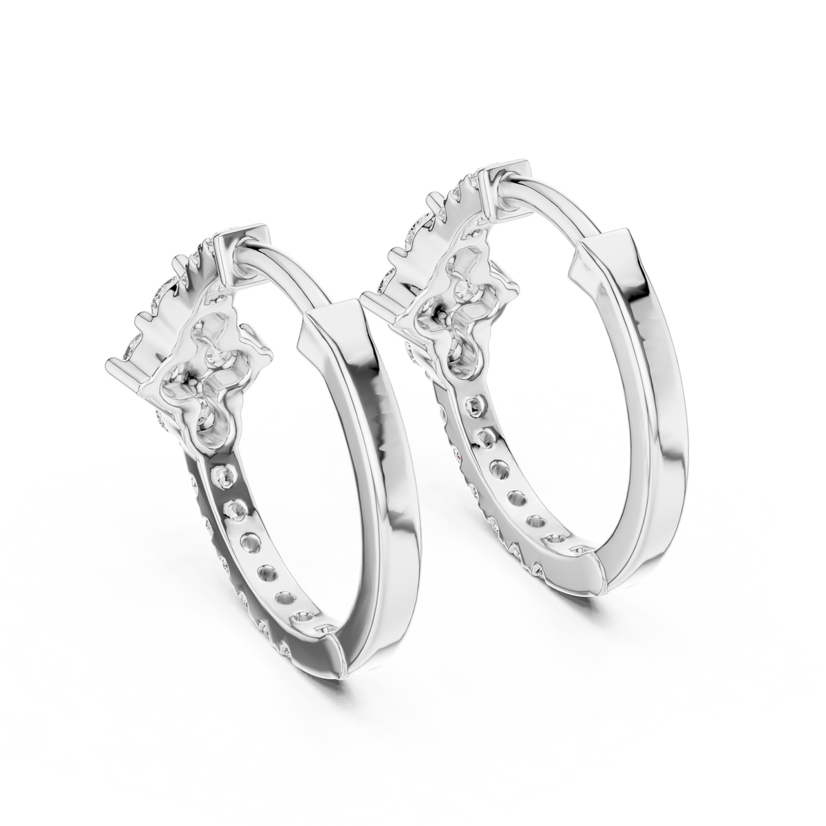 Floral Cluster Diamond Huggie Earrings