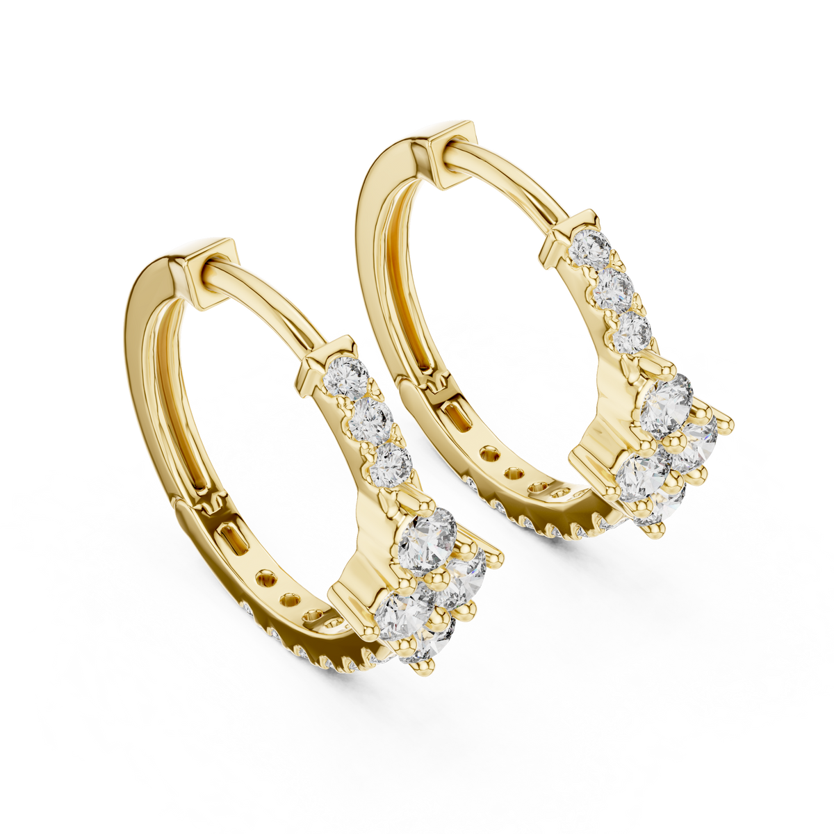 Floral Cluster Diamond Huggie Earrings
