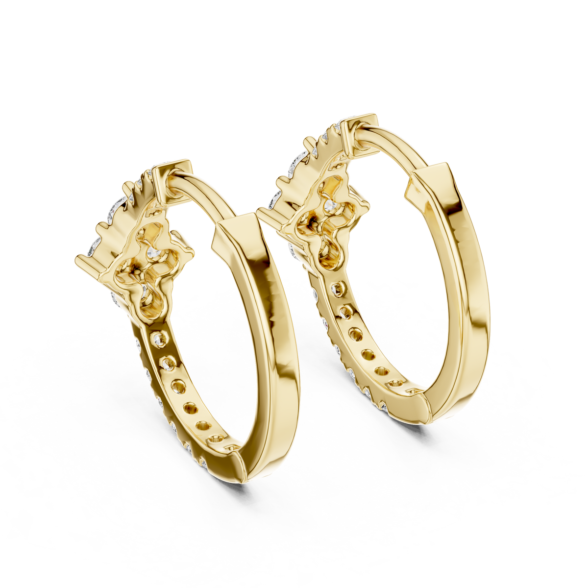 Floral Cluster Diamond Huggie Earrings