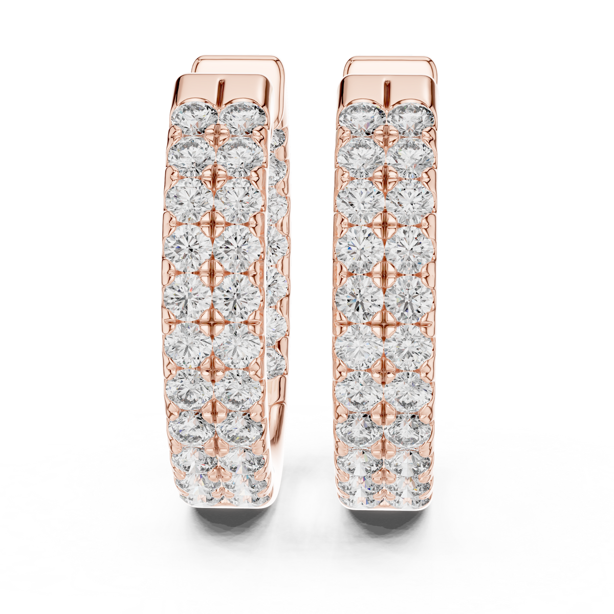 Double Row Diamond Huggie Earrings