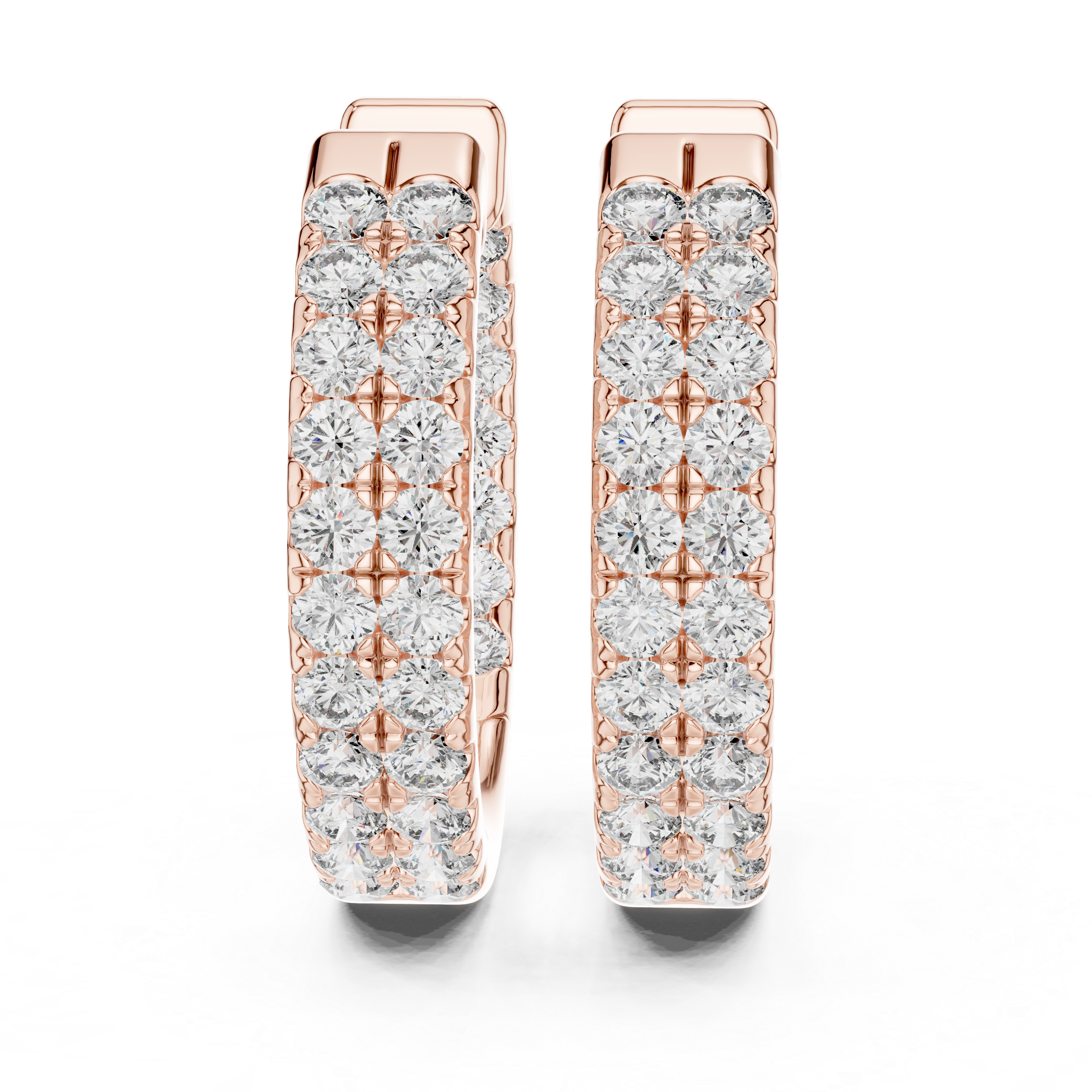 Double Row Diamond Huggie Earrings in Rose Gold - VYKA Diamonds