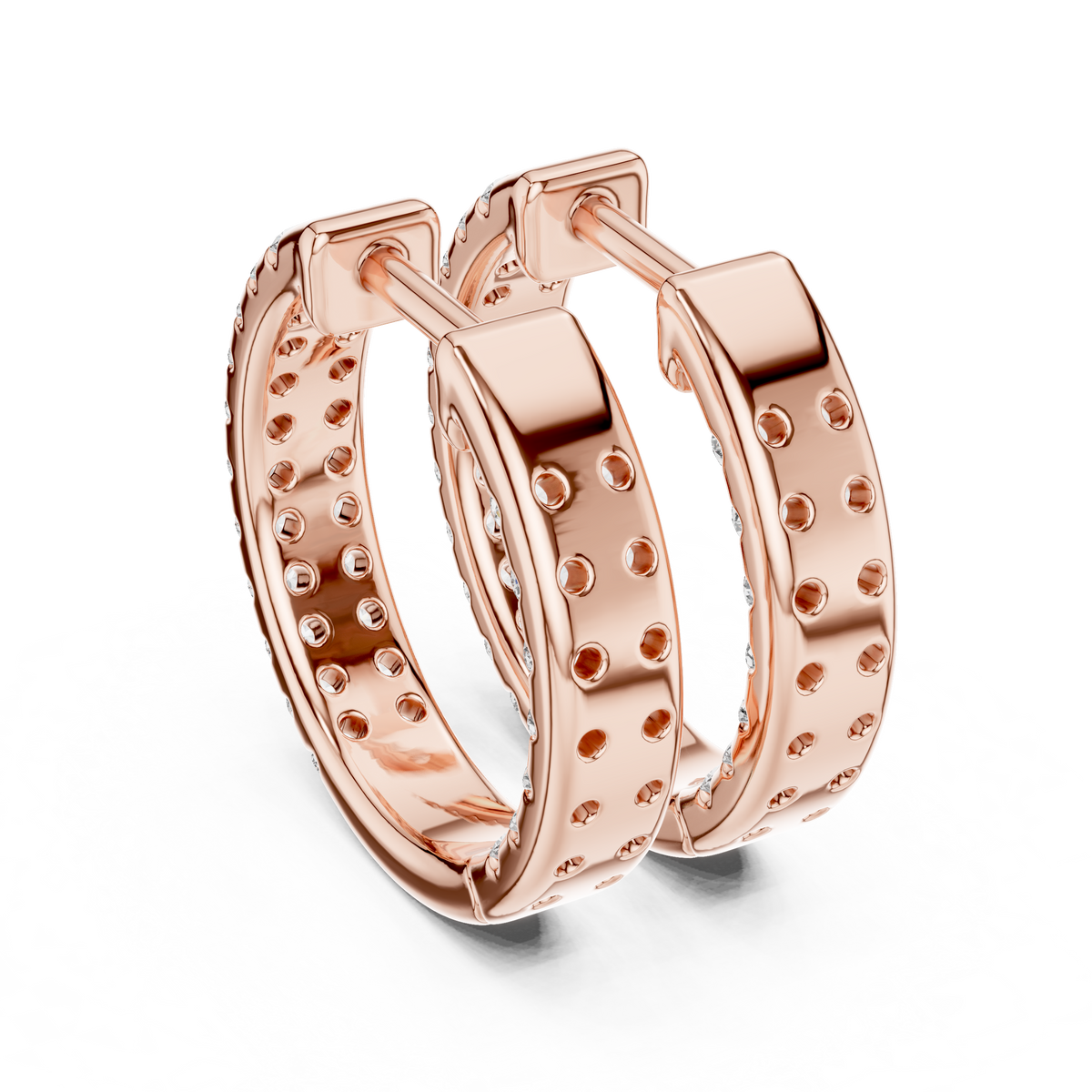 Double Row Diamond Huggie Earrings
