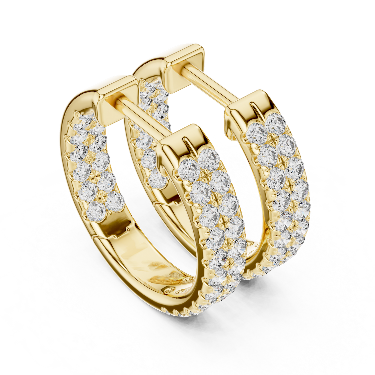Double Row Diamond Huggie Earrings