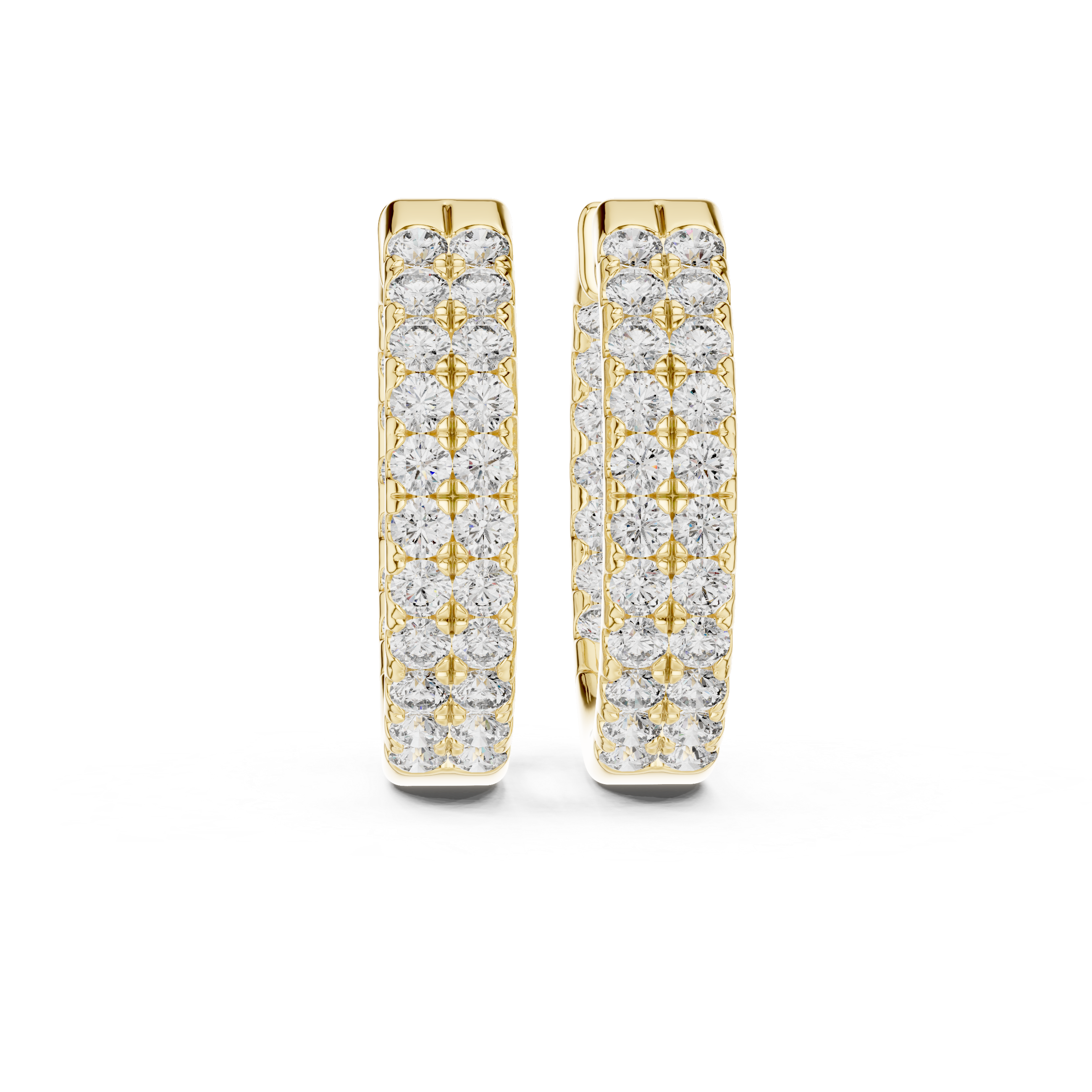 Double Row Diamond Huggie Earrings in Yellow Gold - VYKA Diamonds