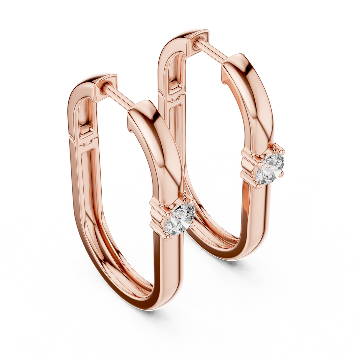 Solitaire Diamond Huggie Earrings