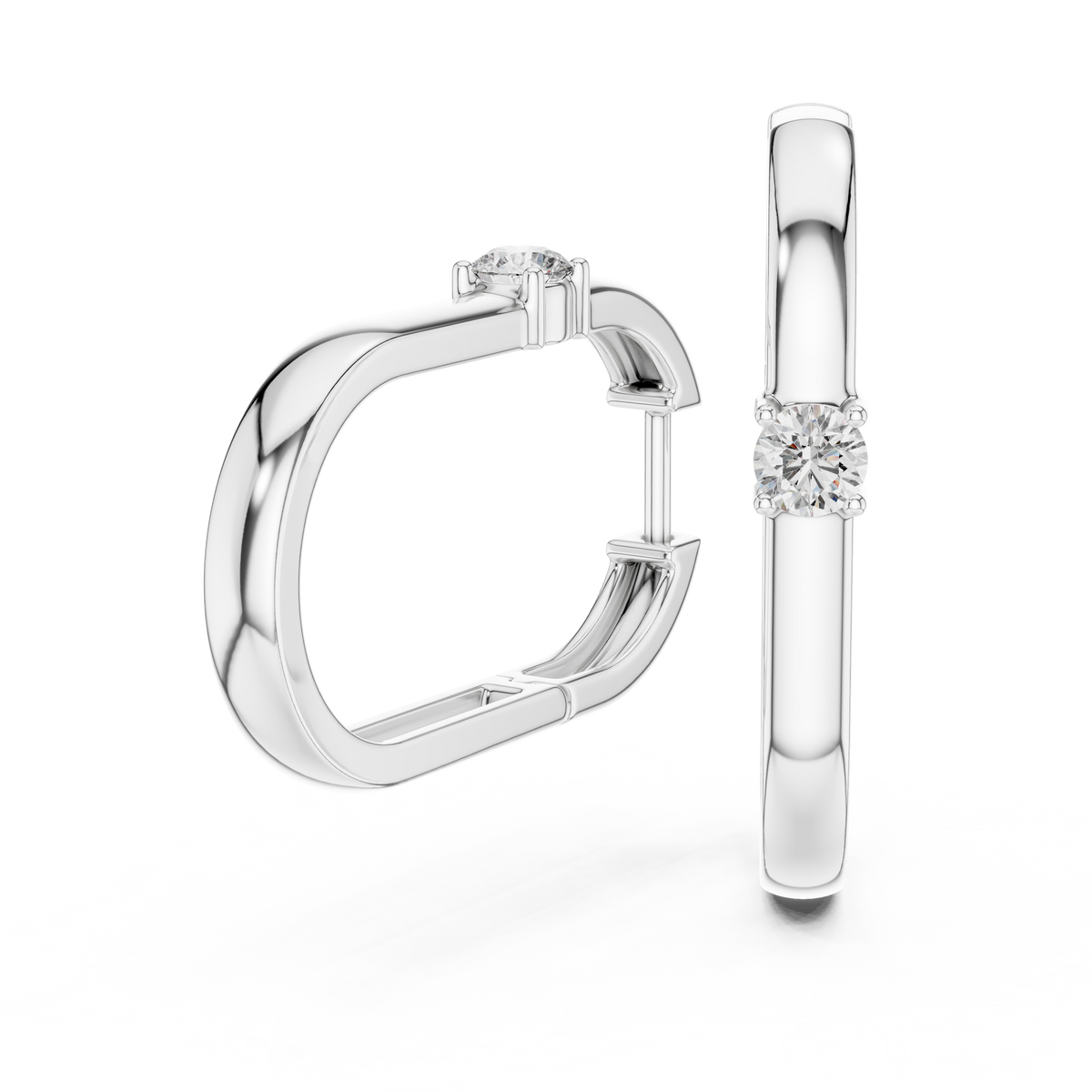 Solitaire Diamond Huggie Earrings