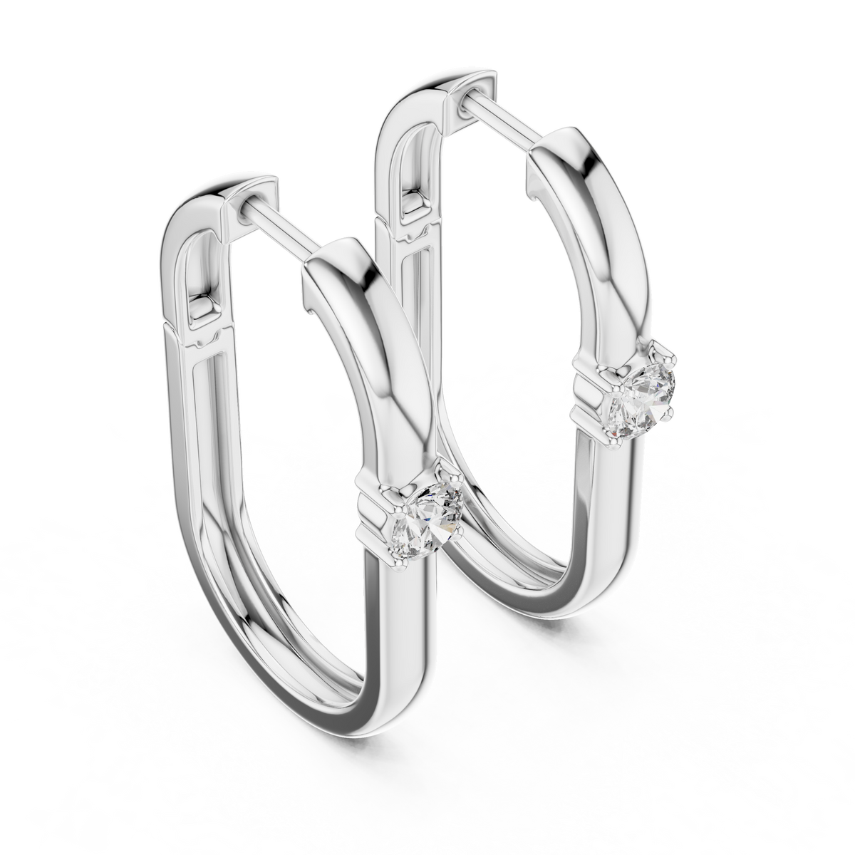 Solitaire Diamond Huggie Earrings