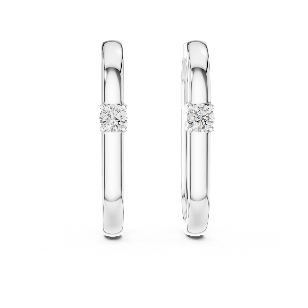 Solitaire Diamond Huggie Earrings
