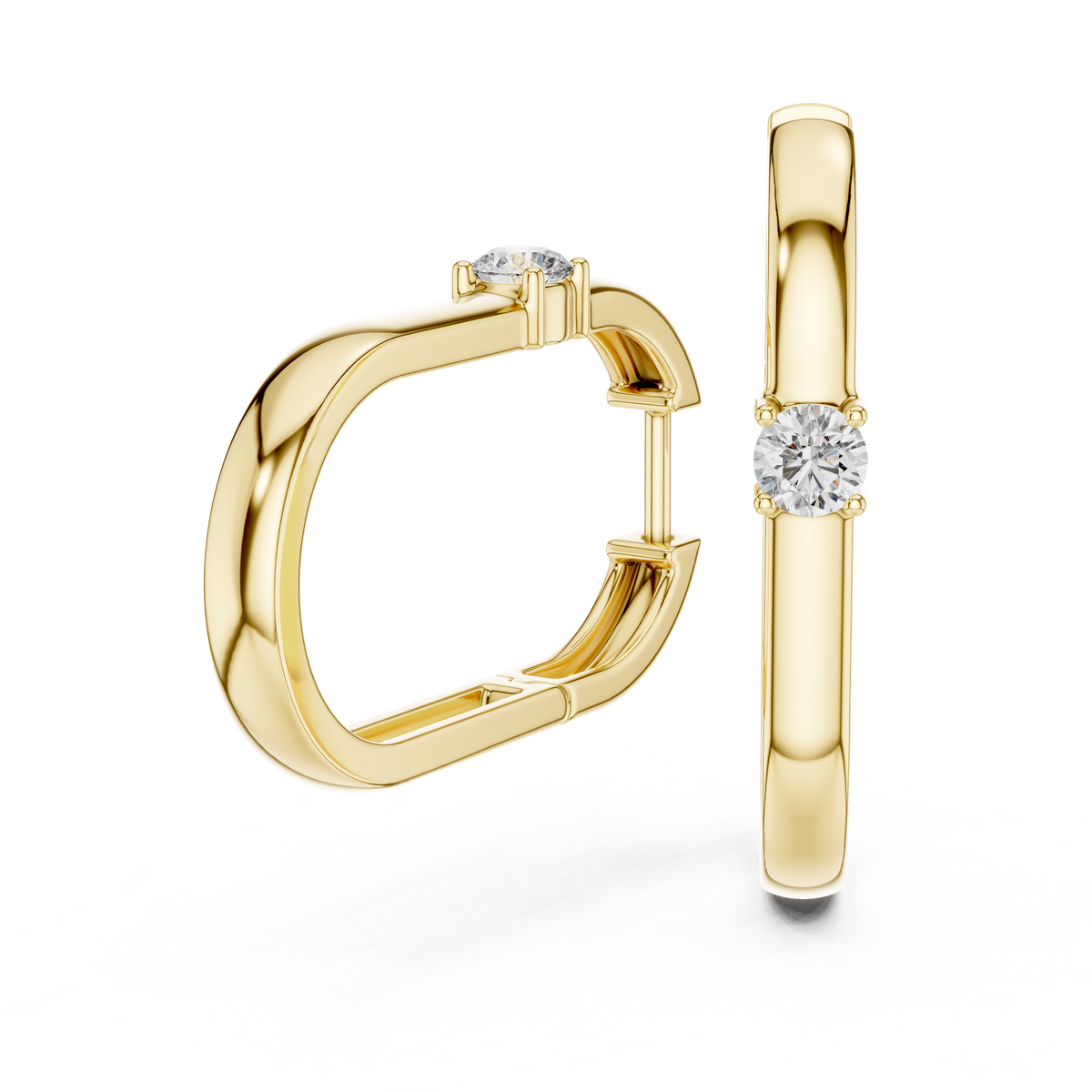 Solitaire Diamond Huggie Earrings