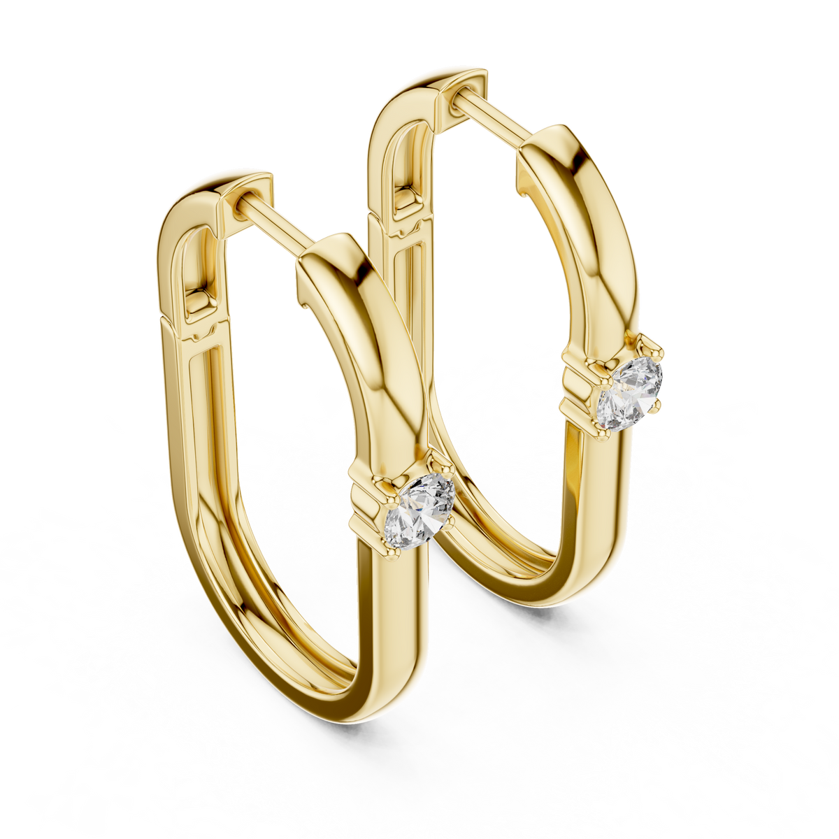 Solitaire Diamond Huggie Earrings