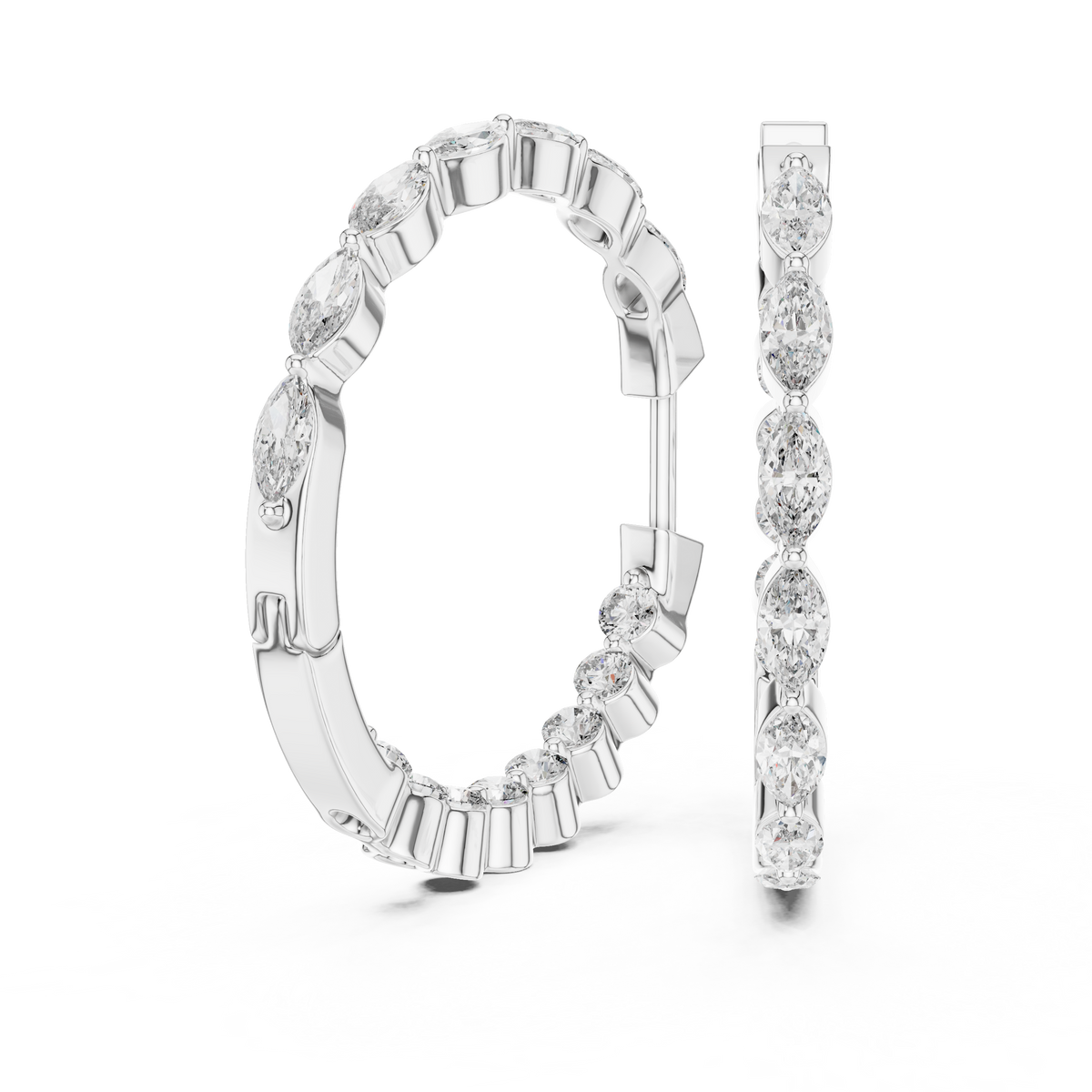 أقراط حلقية بألماس ماركيز in White Gold - VYKA Diamonds