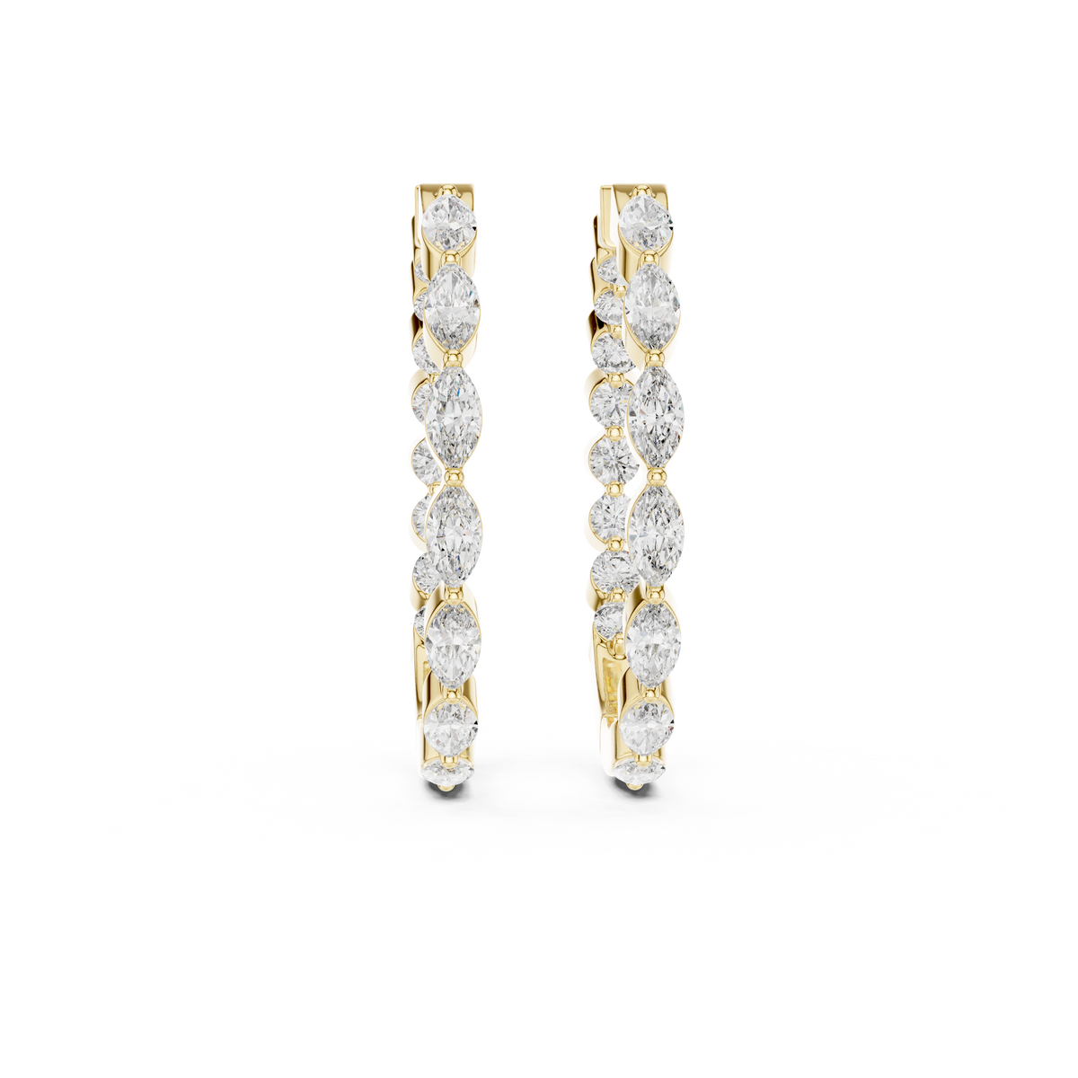 أقراط حلقية بألماس ماركيز in Yellow Gold - VYKA Diamonds