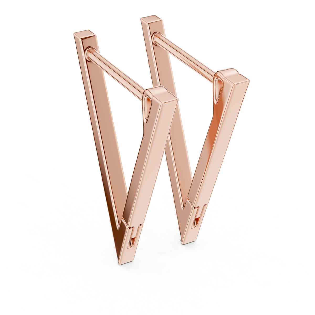 Pave Triangle Hoop Diamond Earrings in Rose Gold - VYKA Diamonds