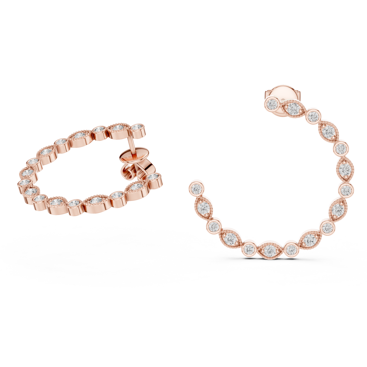 Bezel Set Open Hoop Earrings