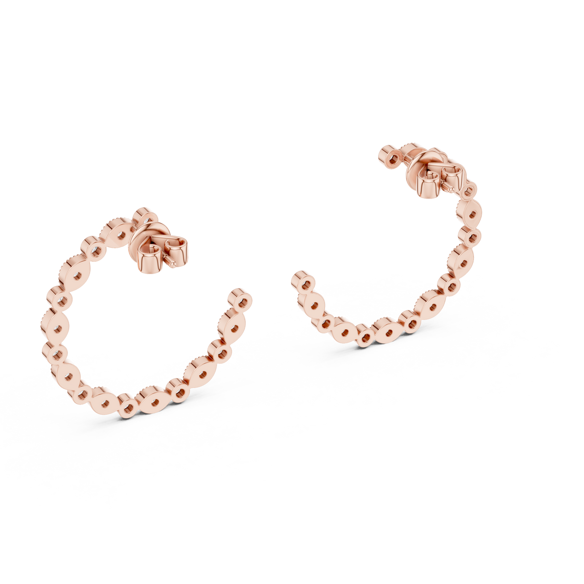 أقراط حلقية مفتوحة بإطار محيط in Rose Gold - VYKA Diamonds