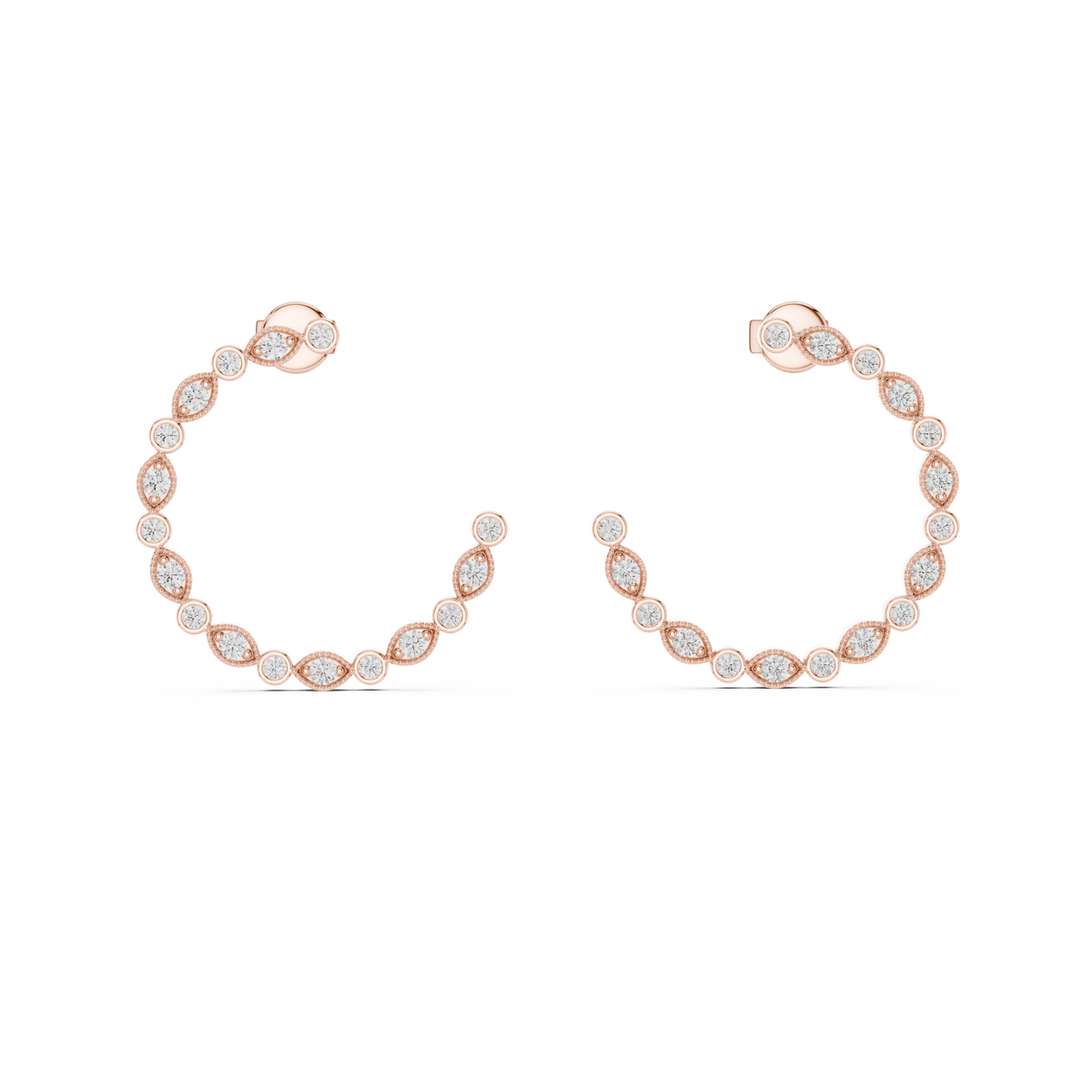 Bezel Set Open Hoop Earrings