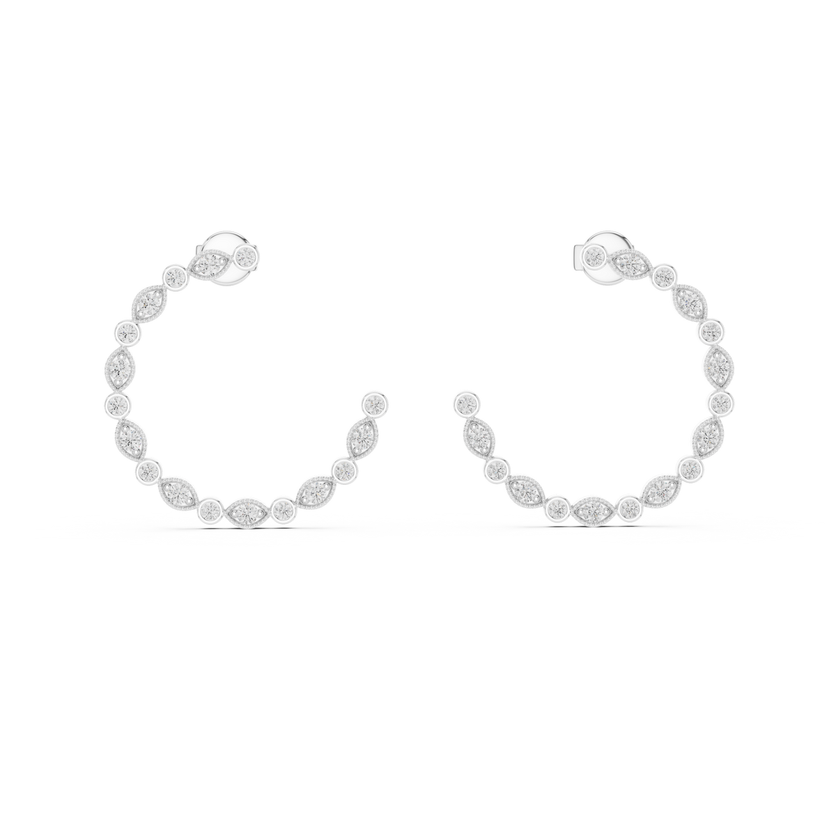 أقراط حلقية مفتوحة بإطار محيط in White Gold - VYKA Diamonds