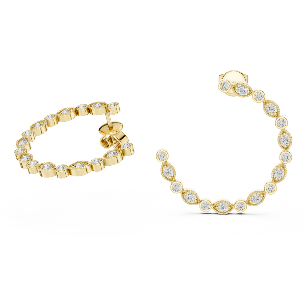 Bezel Set Open Hoop Earrings
