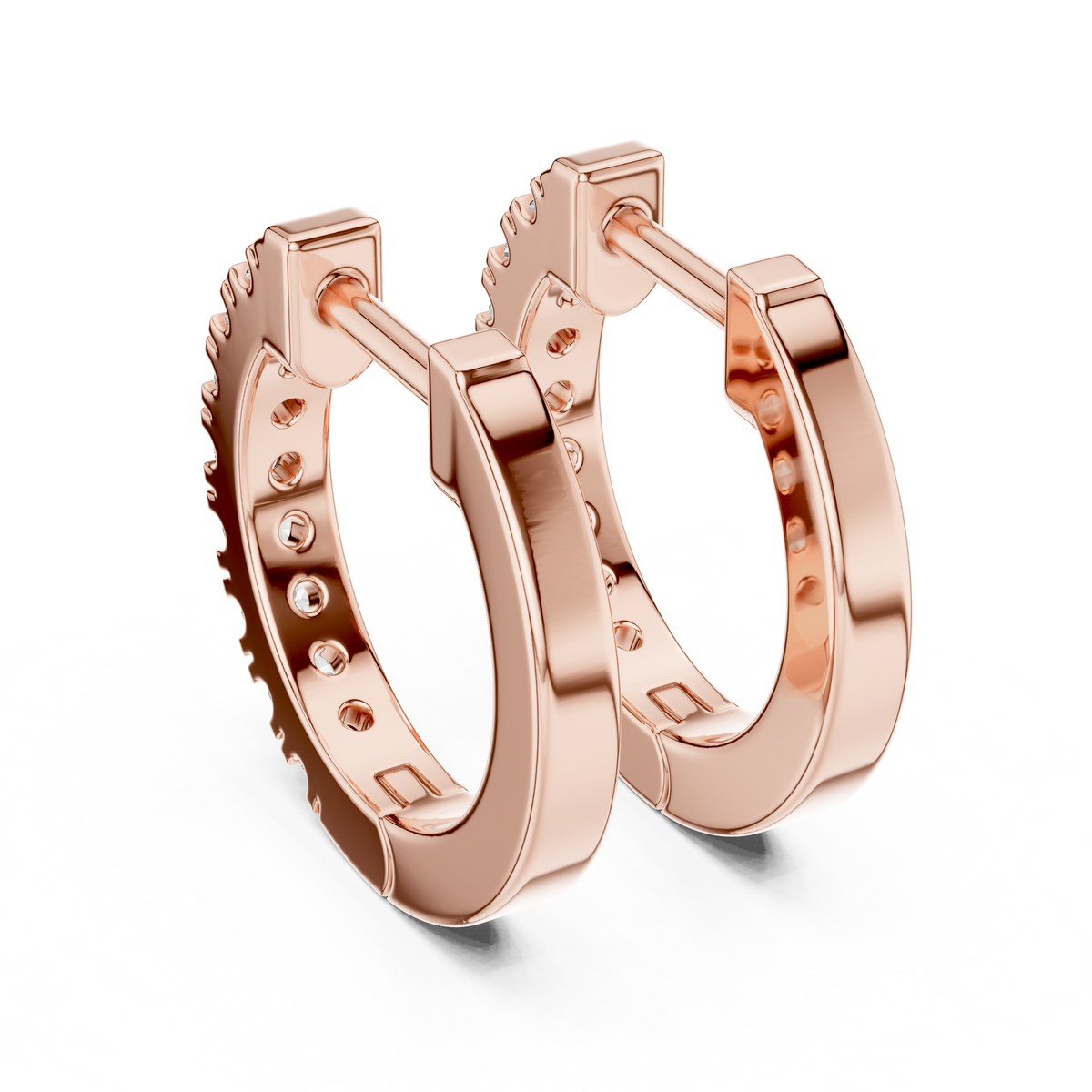 أقراط حلقية صغيرة بألماس برنسيس in Rose Gold - VYKA Diamonds