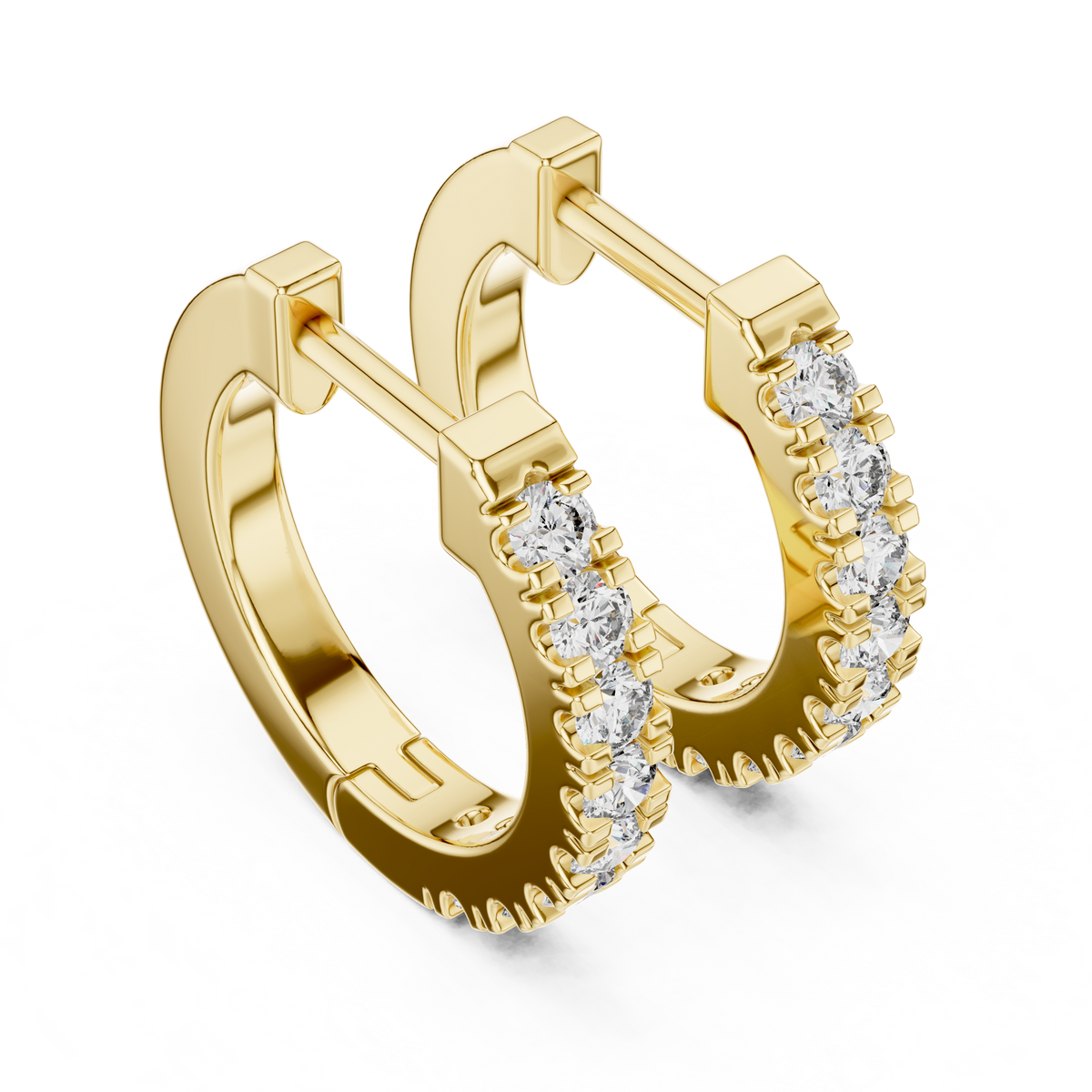 Princess Cut Diamond Huggie Earrings