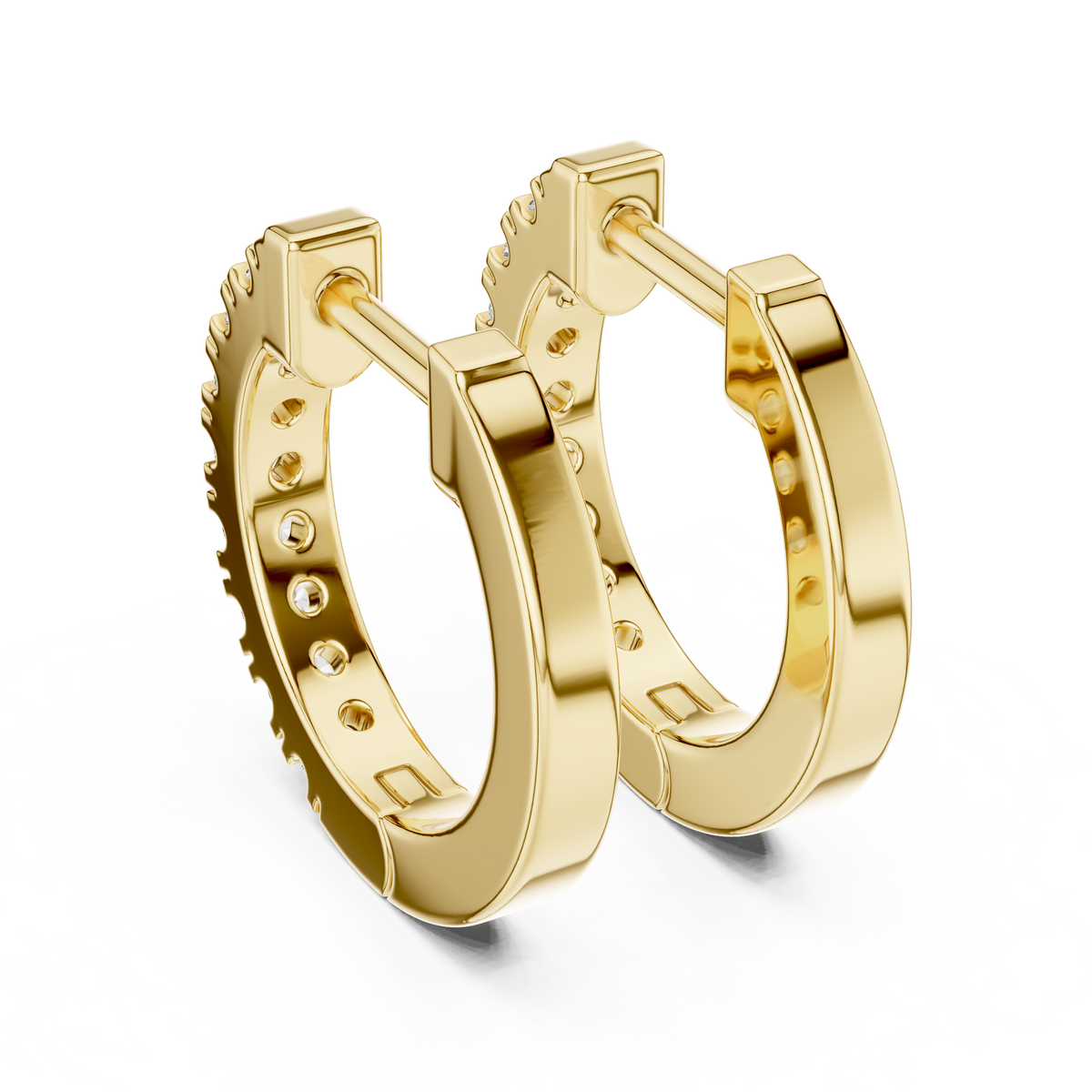 Princess Cut Diamond Huggie Earrings