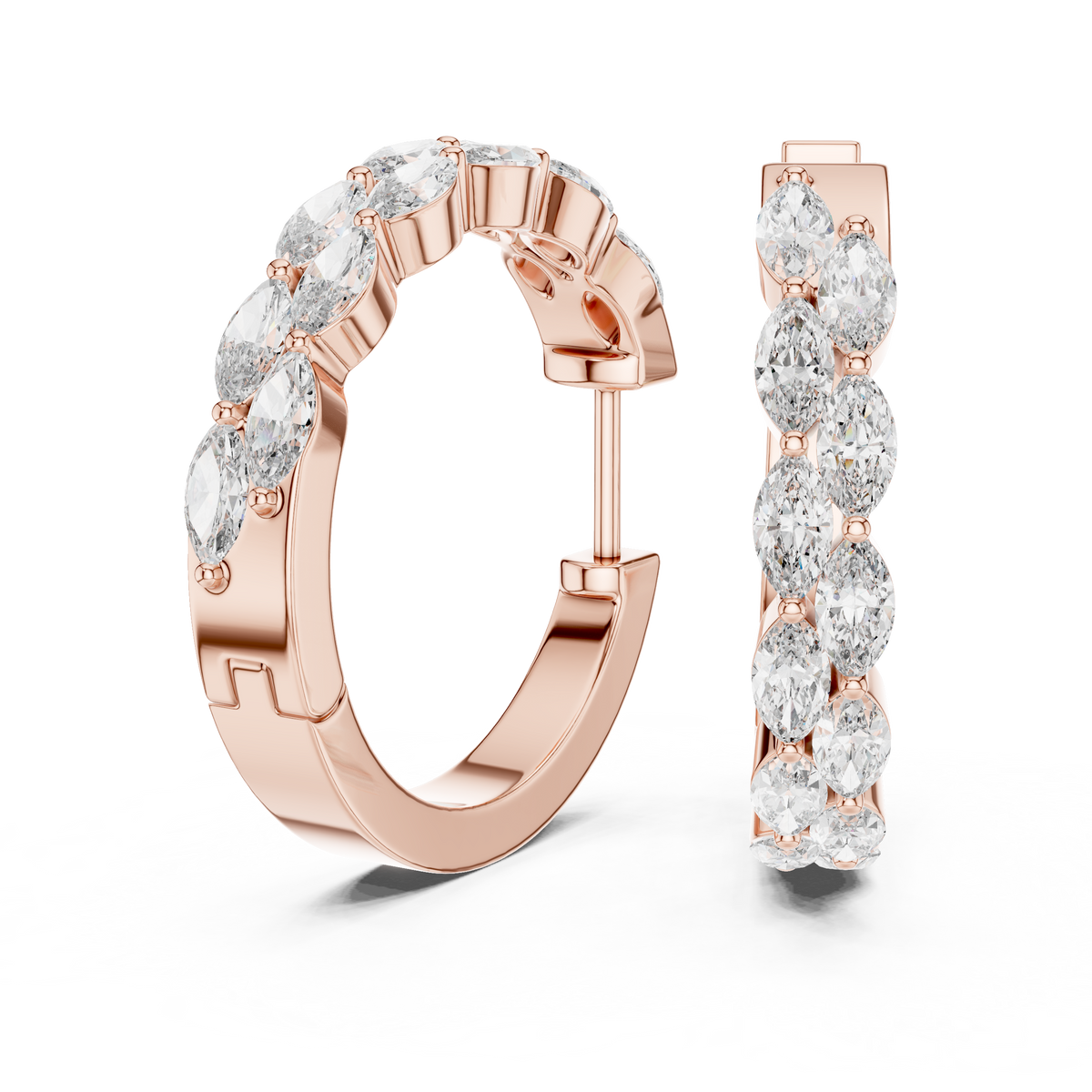 Oval Diamond Hoop Earrings