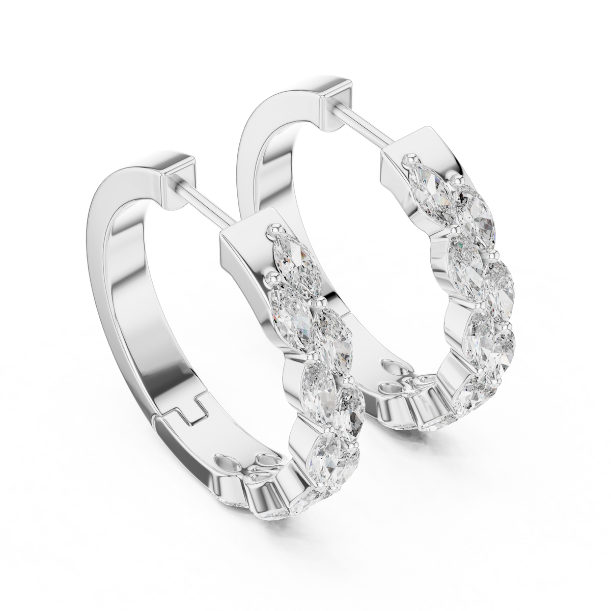 Oval Diamond Hoop Earrings