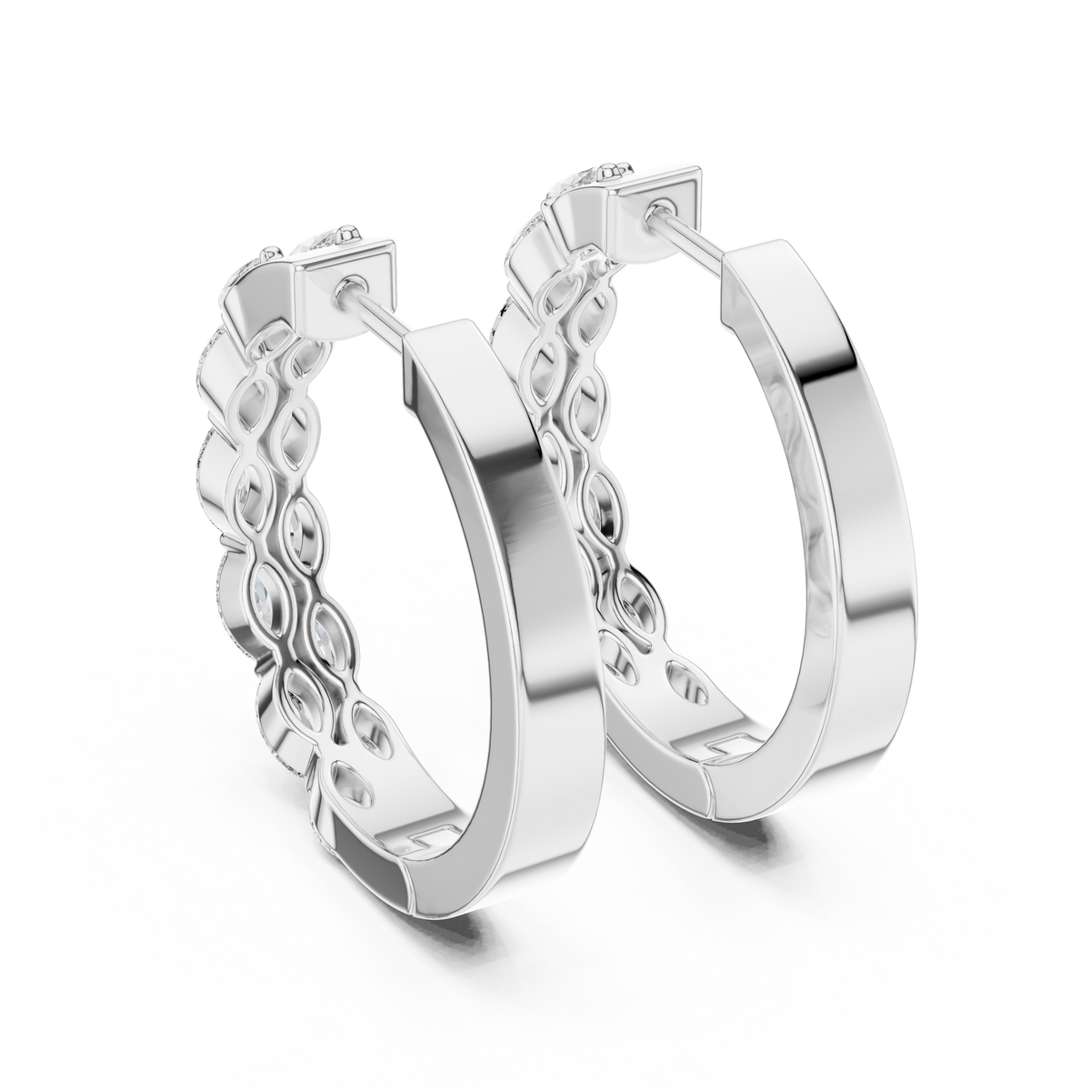 Oval Diamond Hoop Earrings