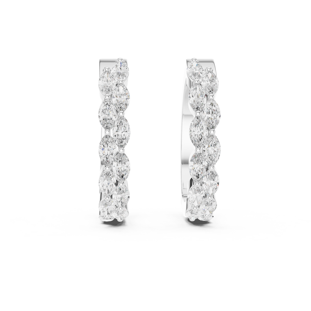 Oval Diamond Hoop Earrings