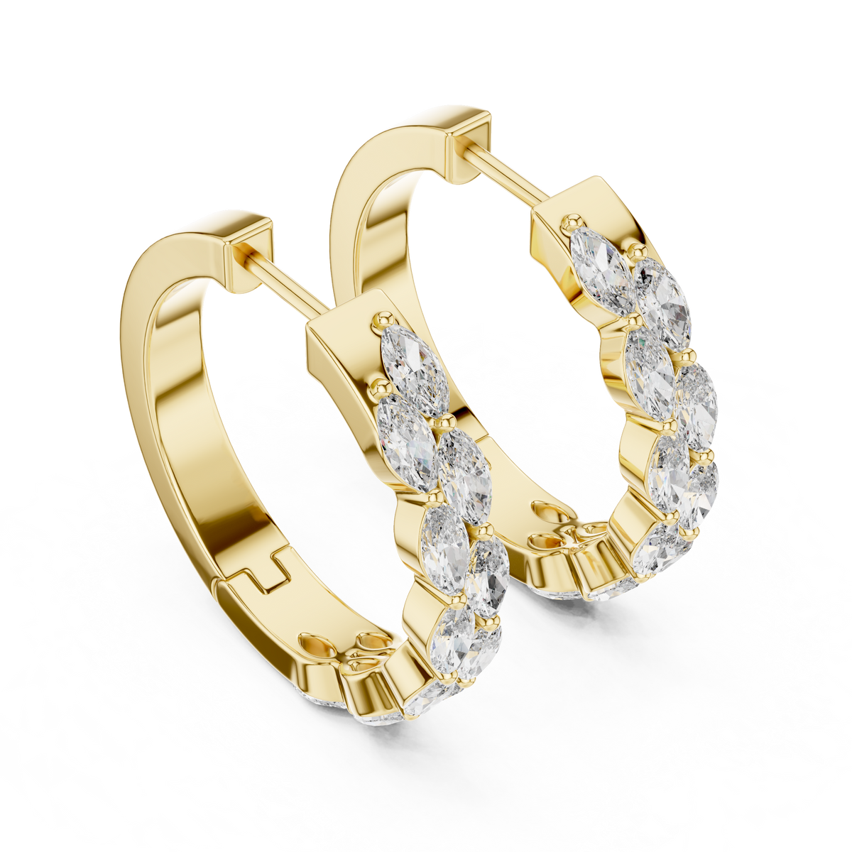 Oval Diamond Hoop Earrings